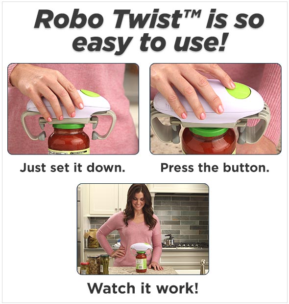 Robotwist Automatic Grip Hands Free Electric Jar Opener Easy Touch Button